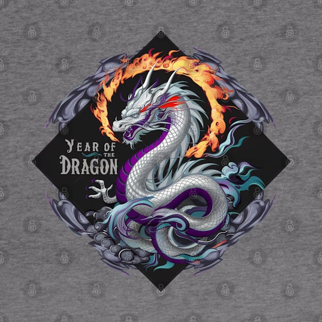 "Year of the Dragon: Majestic Ukiyo-e Inspired Art" - Chinese Zodiac Dragon by stickercuffs